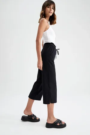 DeFacto Capri-hose In Leinenoptik Aus 100 % Baumwolle Mit Breiten Beintaschen für Damen - 38