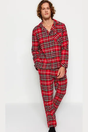 Trendyol Rotes Pyjama-set Mit Karomuster Und Normaler Passform - für Herren - M