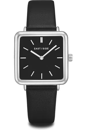 Eastside Quarzuhr Quarzuhr Silber Echtleder Schwarz für Damen - One Size