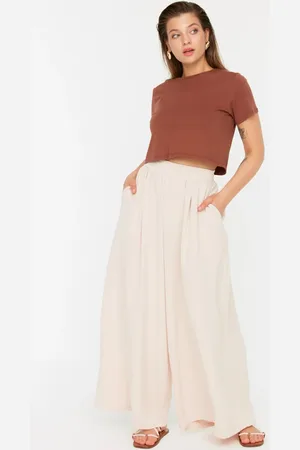 Trendyol Beigefarbene Webhose Mit Weitem Bein für Damen - 42