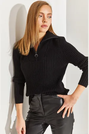 Bianco Lucci Strickpullover Mit Rollkragen Und Reißverschluss für Damen - Standard
