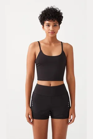 LOS OJOS Schwarze 2-lagen-sportshorts – Strumpfhose Mit Shorts für Damen - XL