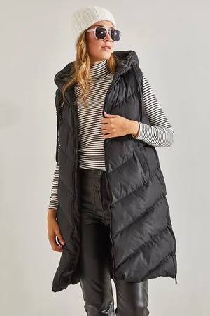 Bianco Lucci Lange Pufferweste Mit Seitlichen Reißverschlüssen für Damen - 36