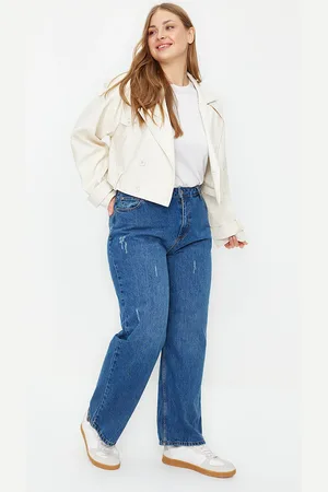 Trendyol Hellblaue, Weit Geschnittene Jeans Mit Hoher Taille für Damen - 48