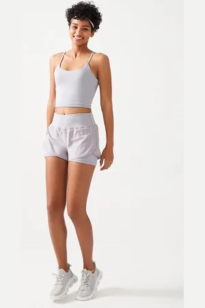 LOS OJOS Graue 2-lagen-sportshorts – Strumpfhosen Mit Shorts für Damen - XL