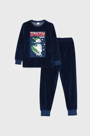LC Waikiki Jungen-pyjama-set Aus Samt Mit Rundhalsausschnitt Und Langen Ärmeln für Herren - 3–4 Jahre