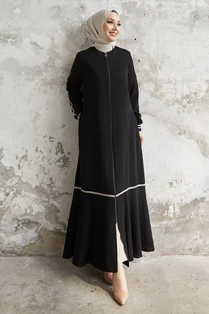 Instyle Schwarzer Haselnuss-ferace – Streifenmuster Und Rippen für Damen - 44