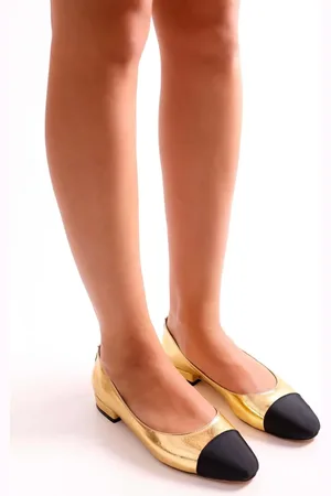 Shoeberry Olidy Gold Gold Double Color Ballerinas Mit Ovaler Zehenpartie Gold Gold für Damen - 38