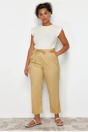 Trendyol Steinroter Webstoff Hose für Damen - 54