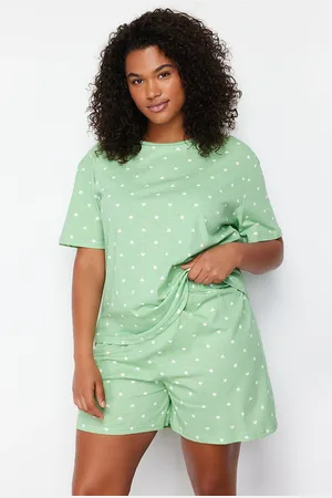 Trendyol Gestricktes Pyjama-set Mit Herzmuster In Mintgrün für Damen - 2XL