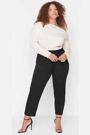 Trendyol Schwarze Hose Aus Zigarettengewebe für Damen - 44