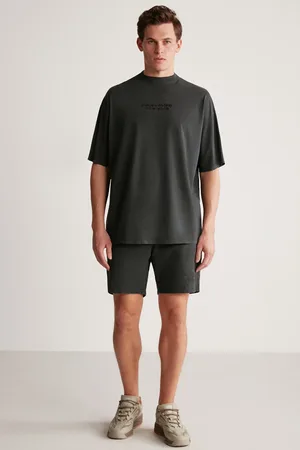 Grimelange Jeffrey 2-teiliges Set, Übergroßer, Anthrazitfarbener, Mit Verblasstem Effekt Bestickter Bottom-top-anzug für Herren - M
