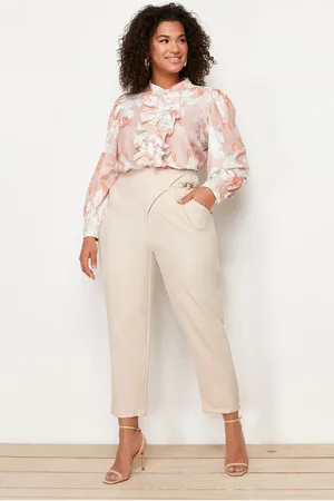 Trendyol Hose Aus Gewebtem Stoff Mit Steinkette Und Metallaccessoires für Damen - 44
