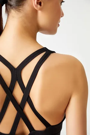 LOS OJOS Schwarzer, Gepolsterter Sport-bh Mit Rückendetail für Damen - M