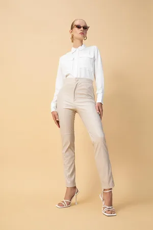 DeFacto Leggings Aus Kunstleder Mit Reißverschluss Am Bein Und Hoher Taille für Damen - XL