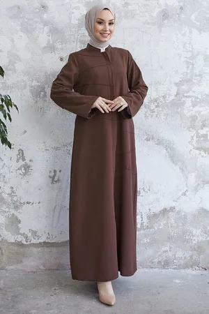 Instyle Elfenbeinfarbenes Paspelmuster Abaya – für Damen - 50