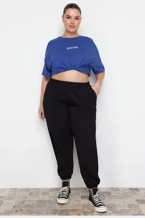 Trendyol Schwarze Jogger-jogginghose Mit Dehnbarer Taille – Dünne Elastische Beine, Übergröße für Damen - 5XL