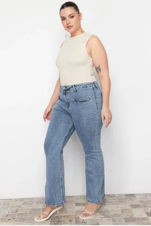 Trendyol Blaue Jeans Mit Spanischen Beinen für Damen - 46