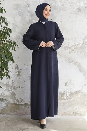 Instyle Elfenbeinfarbenes Paspelmuster Ferace – Marineblau für Damen - 48