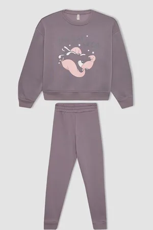 DeFacto Bedrucktes Langarm-pyjama-set Für Mädchen – Elastische Taille, Langer Boden, C2857a823wn für Damen - 13–14 Jahre