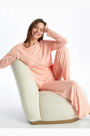 LC Waikiki Langärmliges Pyjama-set Mit Rundhalsausschnitt Und Punkten für Damen - M