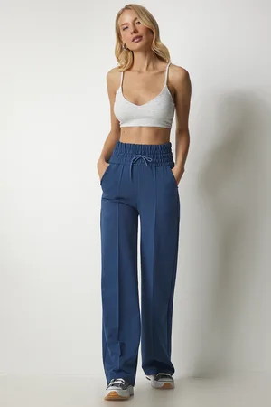 Happiness istanbul Marineblaue Basic-jogginghose Aus Strick Mit Taschen für Damen - 36