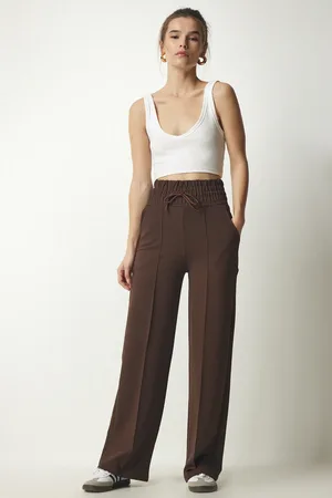 Happiness istanbul Braune Basic-strick-jogginghose Mit Taschen für Damen - 34