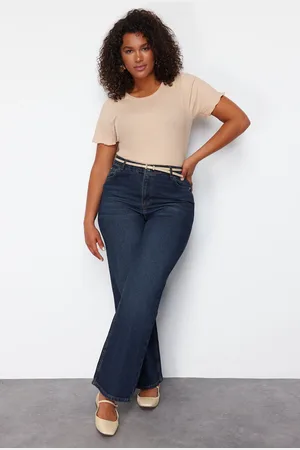 Trendyol Marineblaue Straight Jeans Mit Hoher Taille - für Damen - 50