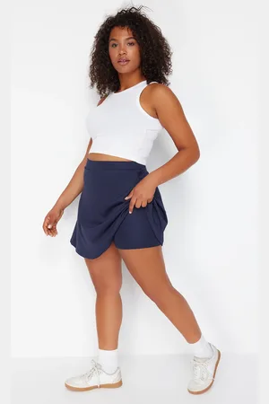 Trendyol Marineblauer 2-lagiger Gestrickter Sport-shorts-rock - für Damen - 2XL