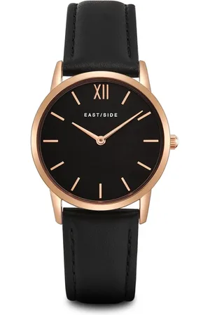 Eastside Quarzuhr Quarzuhr Roségold Echtleder Schwarz für Damen - One Size