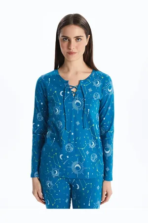 LC Waikiki Lcw Dream Pyjama-set Mit Bindekragen, Bedruckt, Langärmlig für Damen - XS