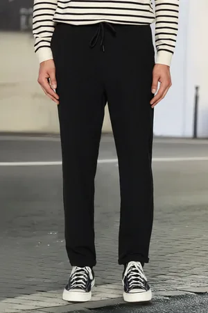 Trendyol Double Leg – Schwarze Slim-fit-stoffhose Mit Elastischem Bund für Herren - M
