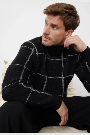 Trendyol Rollkragenpullover In – Slim Fit, Wollkaro für Herren - M