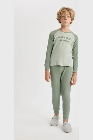 DeFacto Pyjama-set Mit Waffelmuster Für Jungen, Bedruckt, Lange Ärmel Z6677a623wn für Herren - 9–10 Jahre
