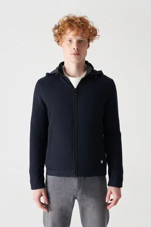 Avva Marineblauer Mantel Mit Kapuze Und Seitentaschen A12y6047 für Herren - M