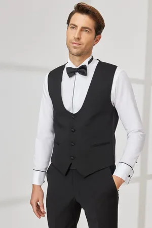 Altınyıldız Classics Schwarze, Schmal Geschnittene, Schmal Geschnittene, Gemusterte Klassische Weste Mit U-ausschnitt für Herren - 50