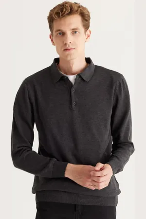 Altınyıldız Classics Anthrazit-melange-strickpullover In Standard-passform Mit Normalem Schnitt Und Rollkragen Aus Baumwolle für Herren - 3XL
