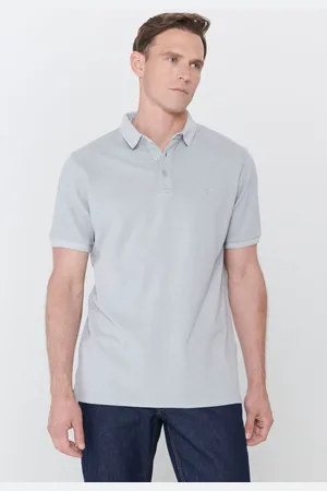 Altınyıldız Classics Graues Slim Fit T-shirt Mit Polokragen Und Gemustertem Polokragen Aus 100 % Baumwolle für Herren - S