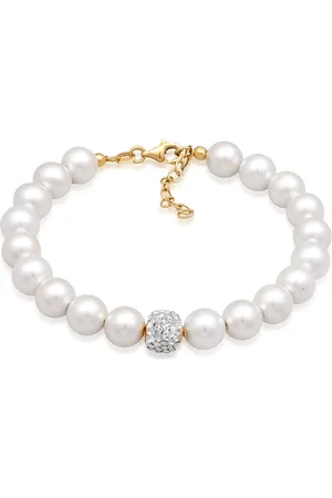 Elli Elegantes Armband Aus 925er-sterlingsilber Mit Synthetischen Perlen Und Kristallen für Damen - 19 cm