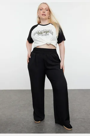 Trendyol Schwarze Webhose In Übergröße – Weites Bein Und Elastischer Bund für Damen - 46