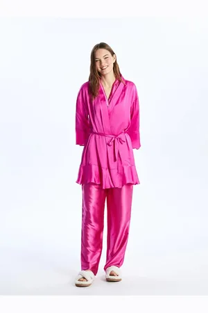 LC Waikiki Lcw Dream Morgenmantel Aus Satin Mit Zweireihigem Kragen, Einfarbig für Damen - 2XL