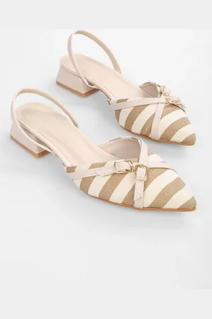 Shoeberry Leinen-ballerinas Mit Streifen Mit Schnalle für Damen - 39