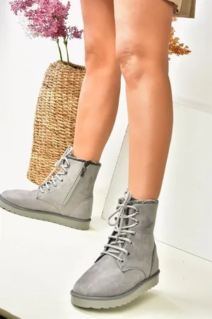 Fox Stiefel Aus Grauem Wildleder Mit Fell Innen 02 für Damen - 38