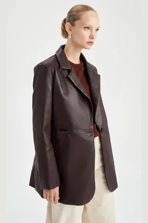 DeFacto Wasserabweisende Kunstlederjacke Y7173az23sp für Damen - M