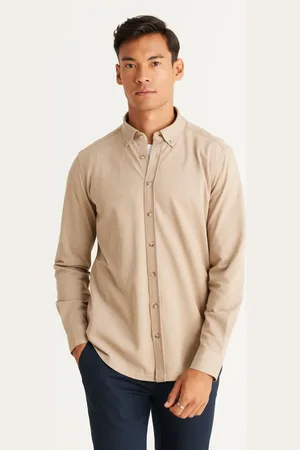Altınyıldız Classics Nerzfarbenes Slim-fit-strickhemd Mit Schmalem Schnitt, Knopfkragen Und Piqué-muster für Herren - XL