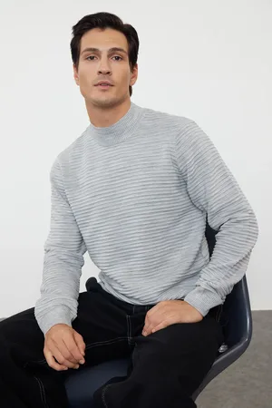 Trendyol Grauer Slim Slim-fit-strickpullover Mit Halbem Rollkragen für Herren - M