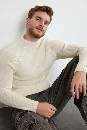 Trendyol Strickpullover Mit Raglanärmeln Und Schmaler Passform – Halber Rollkragenpullover für Herren - M