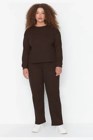 Trendyol Braunes Thessaloniki-strick-pyjama-set In Übergröße für Damen - 3XL