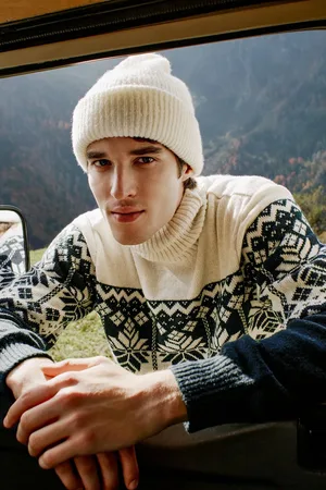 Trendyol Rollkragenpullover Aus Indigo-strick – Wolle Ethno für Herren - L