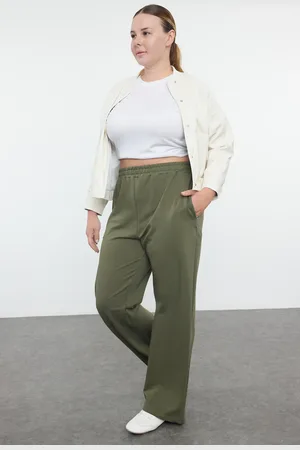 Trendyol Khakifarbene, Weit Geschnittene, Dünne Strick-jogginghose In Übergröße für Damen - 6XL